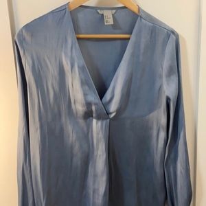 Blue silk blouse